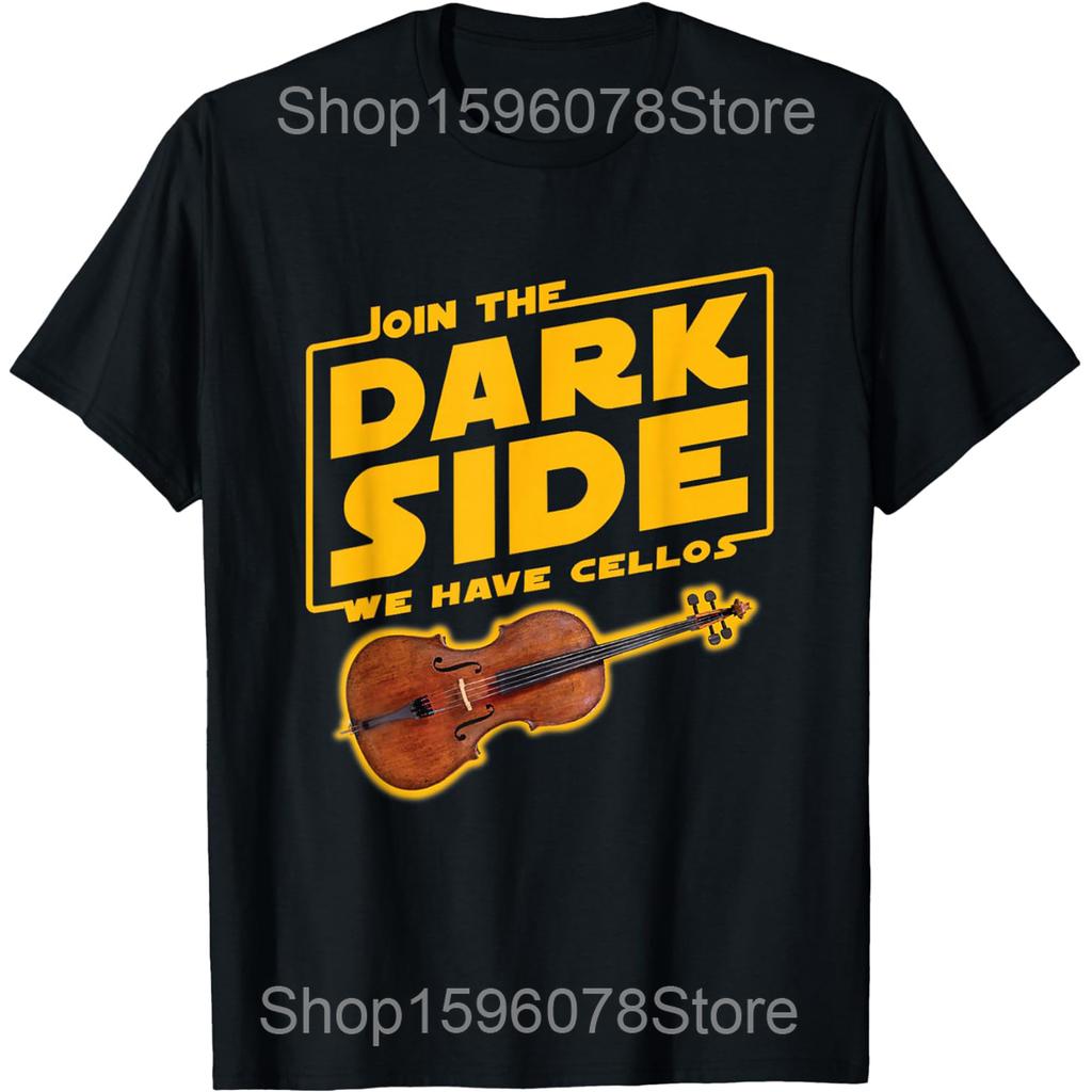 Lustiges Join The Dark Side Cellospieler Cellist T-Shirts Herren Baumwolle Humor Streetwear T-Shirt Kurzarm Unisex Lockere Kleidung