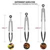 1 Pc Black Silicone Food Tongs, Stainless Steel Food Tongs Outdoor BBQ Clamps for Camping Kitchen Tongs for Baking Steak