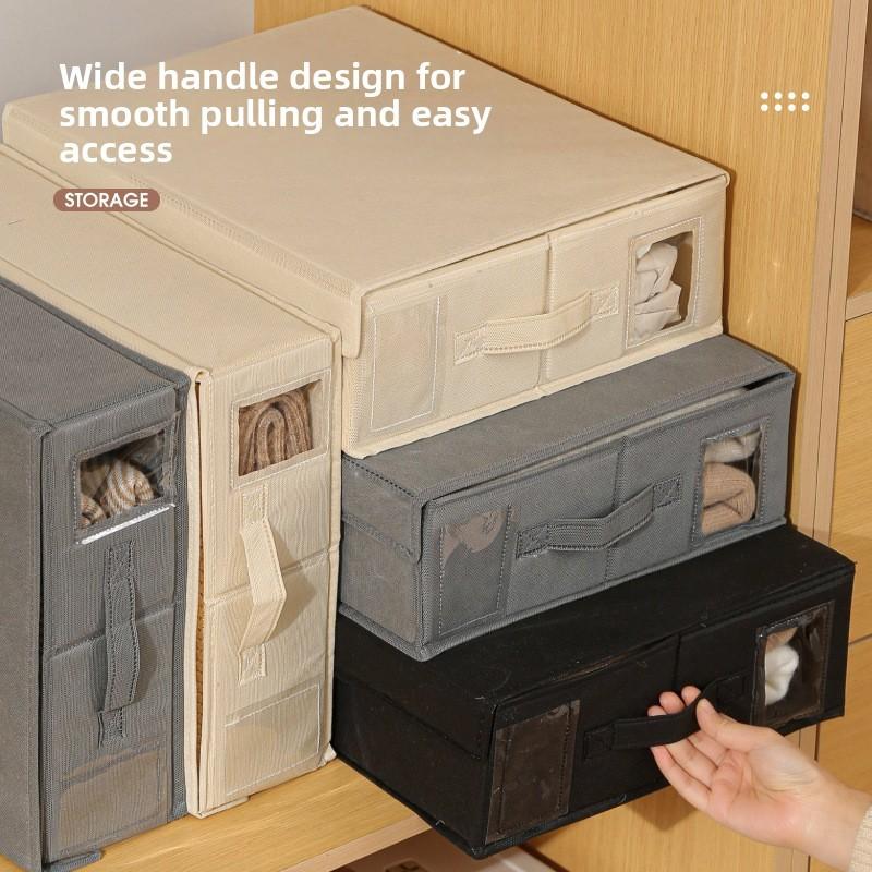 Modern Foldable Fabric Storage Bin With Lid For Bedroom Closet Organization