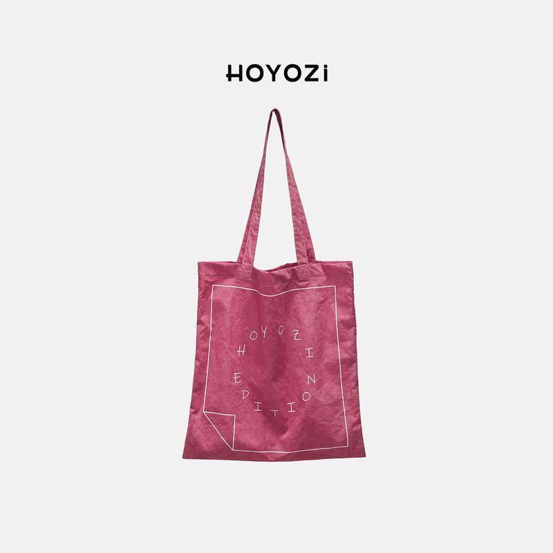 

[Xiaoyoujia Bag] Hoyozi Original Dirty Pink Canvas Tote Bag Women s 2025 New Arrival Shoulder Dirty Powder [New]]