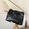 Sweet Y2K Bow Underarm bag Large Capacity Solid Tote Bag Ins PU Leather Shoulder Bag  Women
