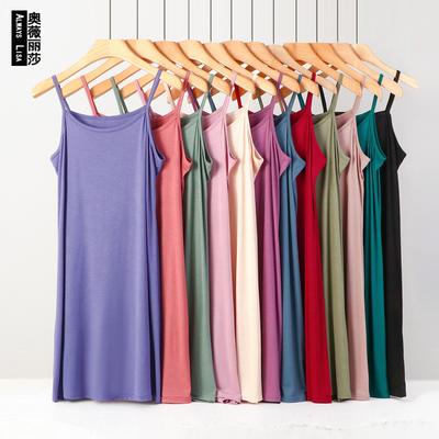 Modal Medium and Long Dress Summer Solid Color Inner with Sleeveless Large Size Loose Vest Skirt Casual Bottom Suspender Skirt