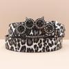 Y2K Leopard Print Rhinestone Tiger Claw Punk Women's Leather Belt