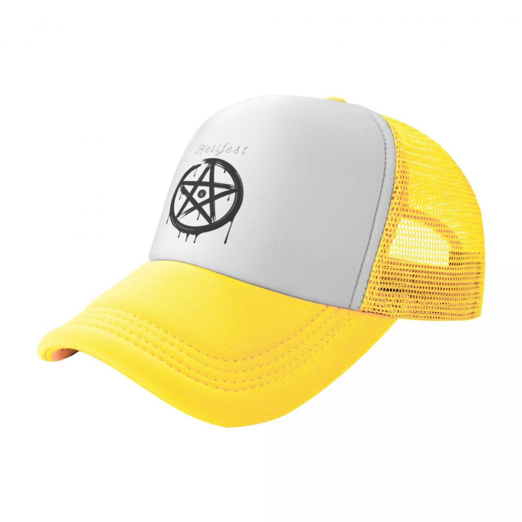 Schwarze Hellfest Muster Sommer Baseballkappen Damen Herren Personalisierte Männliche Strand Sonnenhut Trucker Cap