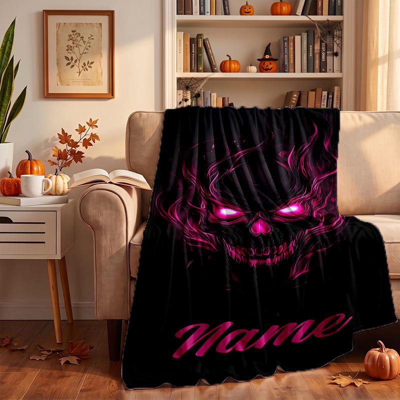 Dark Gothic Custom Flannel Blankets Soft Warm Cozy Throws for Home Decor Holiday Gifts