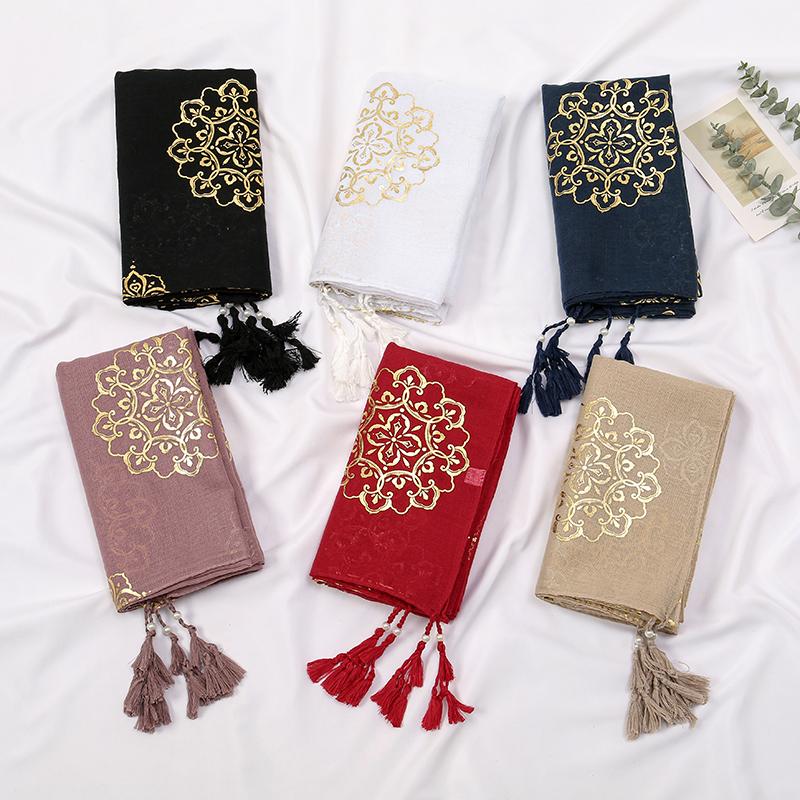 New Gold Glitter Shimmer Cotton Hijab Scarf Women Islam Scarf Muslim Women Crinkle Scarves Headscarf Wraps Ramadan Abaya Turbans