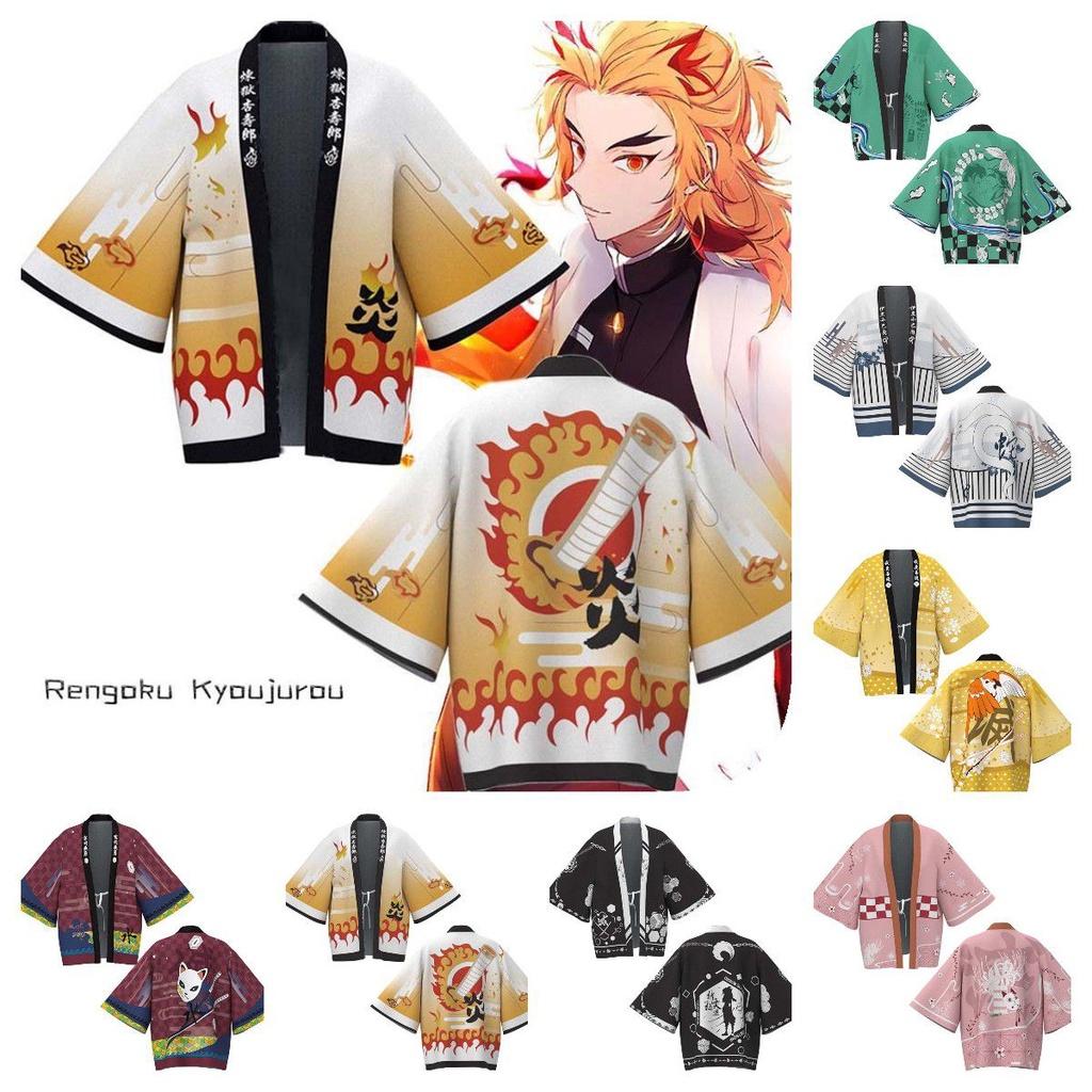 Slayer Demon Kimono Tanjiro Nezuko Zenitsu Cloak Giyu Cosplay Costume Adult Kids