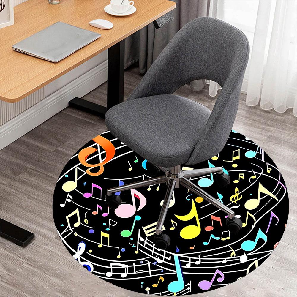 1pc music notes Round Chair mat Area Rug - Non-Slip, Floor Mat for Office, Bedroom, and Indoor Decor c1125628