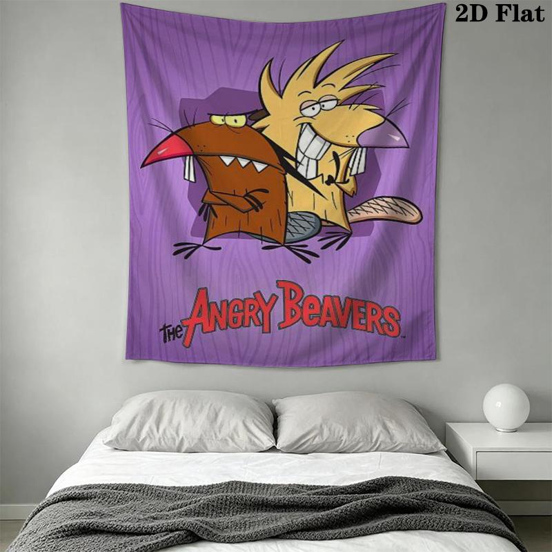 The Angry Beavers Wall Tapestry Aesthetic Wall Hanging Printed Fabric Blanket Decorative Tapestries for Bedroom Living Room Home Decor