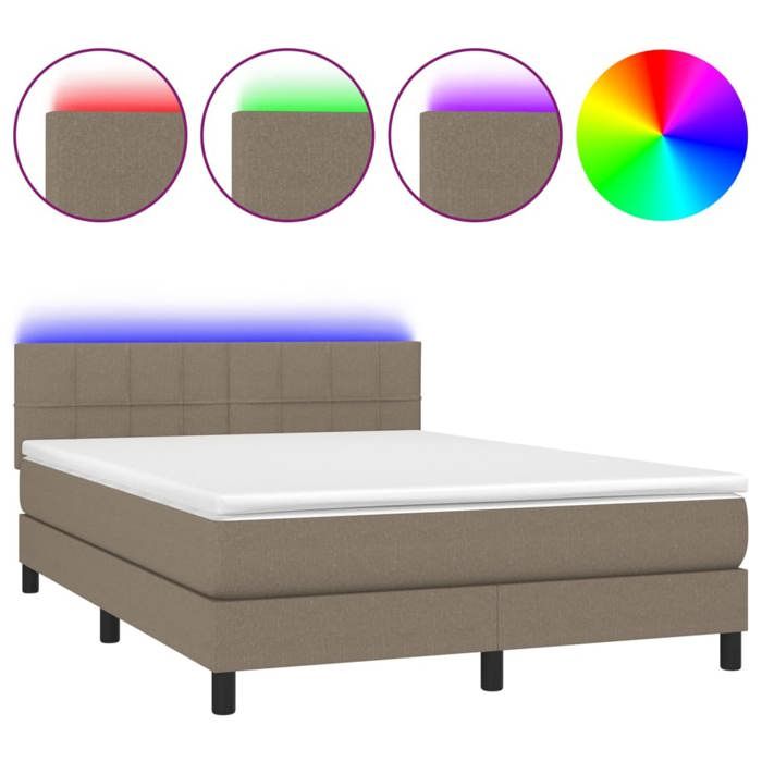 Maison Exclusive - Sommier à lattes de lit avec matelas LED Taupe 140x190 cm Tissu