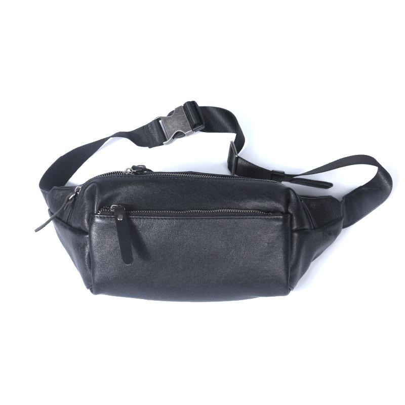 Head Layer Cowhide Men's Chest Bag, Men's Leather Diagonal Shoulder Bag, Casual Crossbody Bag, Shoulder Bag, Diagonal Cross Small Backpack Waist Bag