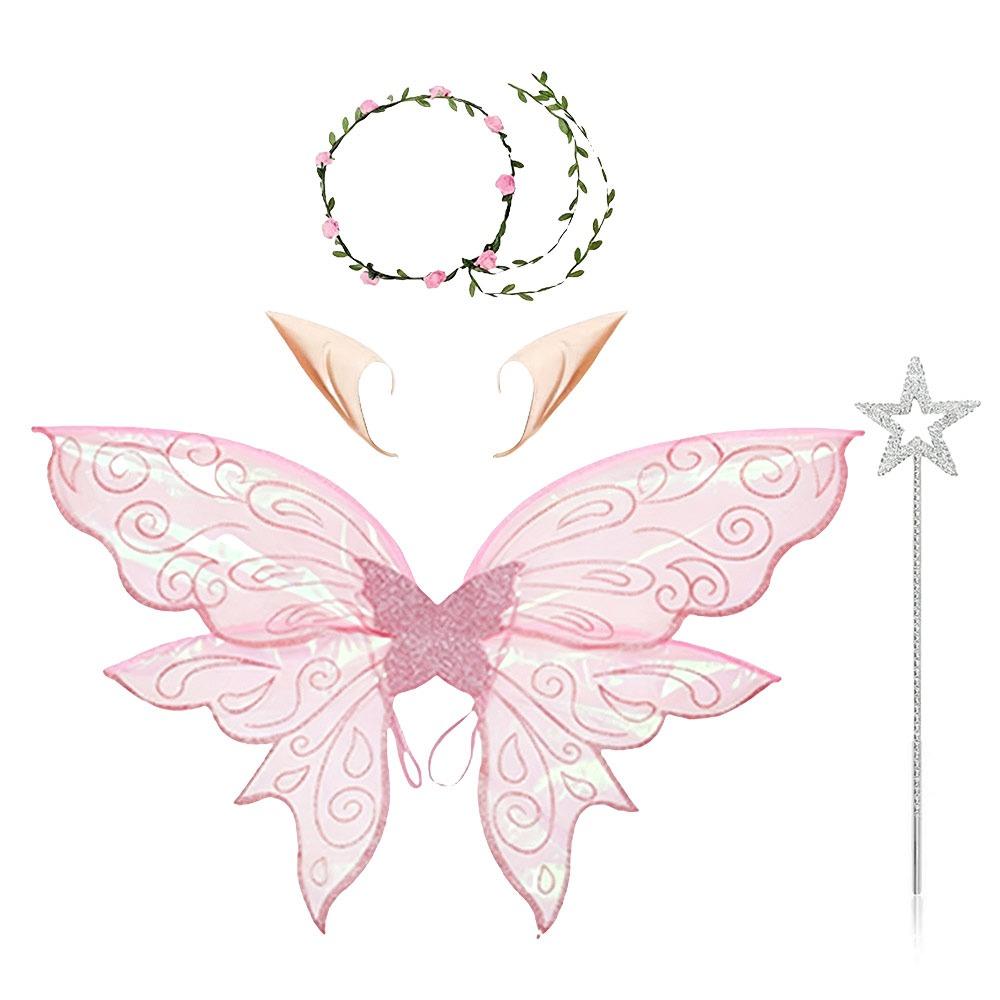 4Pcs Party Dress Up Butterfly Fairy Wings Set Lightweight Dress Up Wings  Women Girls
