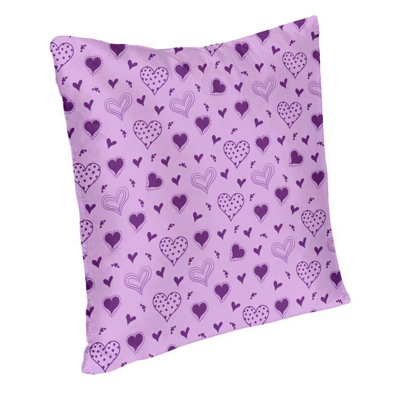 Custom Vintage Valentine Purple Hearts Pattern Throw Pillow Case Decor Home Nordic Cushion Cover Soft Pillowcase