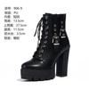 Women's Ankle Boots High Heels Fall Winter Platform Ladies Motorcycle Boots Thick Heels Lace-up Riding Boots Ladies Party Shoes