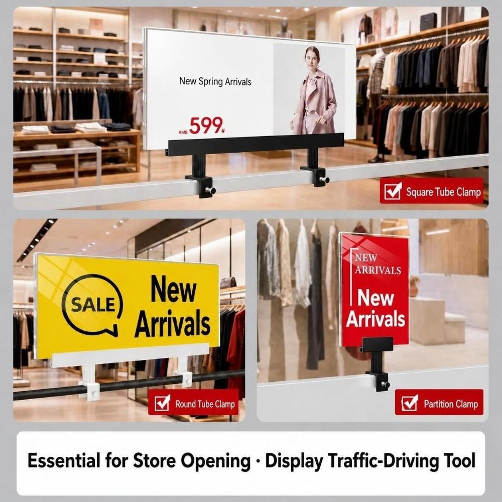 Portable Hard Plastic POP Sign Holder Adjustable C-Clamp Retail Poster Clip Price Display Stand Supermarket