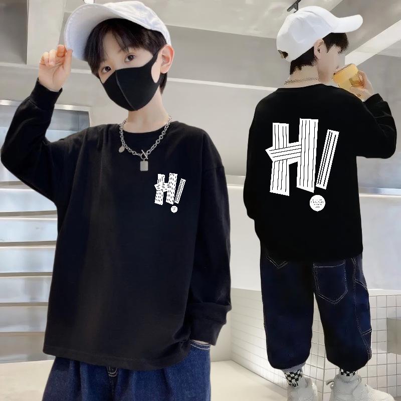 

100% Хлопок Мальчиковая Футболка с Длинным Рукавом и Круглым Вырезом - Осенняя Повседневная Детская Одежда 130cm (50-60 lbs)