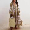 Women's Fashion Casual Bohemian Style V-Neck Long Sleeve Long Dresses Dresses
