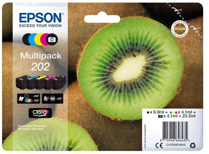 Cartouche d'encre epson 202 multipack - pack de 5 - noir, jaune, cyan, magenta, photo noire - originale