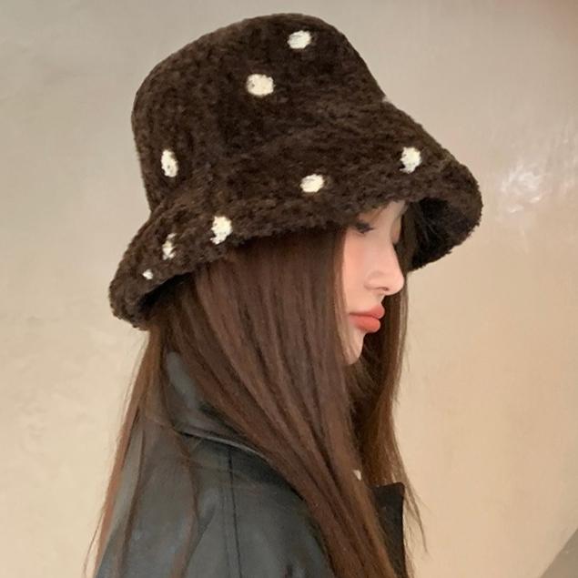 Fashion Versatile Hat Women's Autumn and Winter Thickened Warm Imitation Lamb Wool Bucket Hat Fresh and Sweet Casual Basin Hat