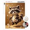 Adorable Raccoon with Pearls Framed Pearl Painting Kit DIY 3D Sparkling Bead Canvas Art Relaxing Handmade Craft Gift for Women