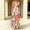 Vacation Style Sleeveless Maxi Dress Lightweight Floral Print Flowy Dress,Versatile for Casual Daily Wear