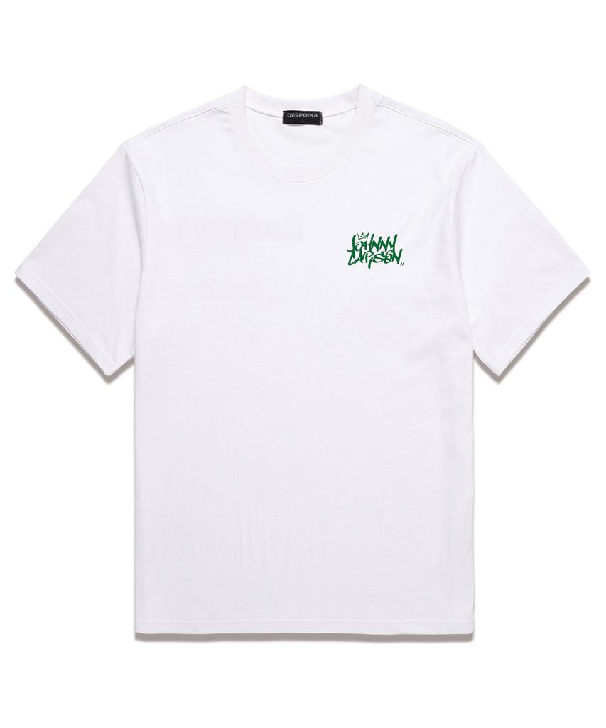 JOHNNY CARSON Classic Graffiti Logo Short Sleeve T-Shirt (Jcss102) White/Green (Type B)