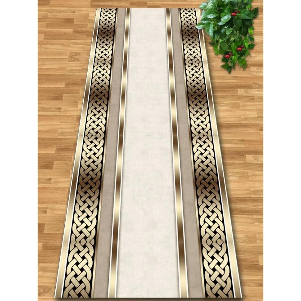 Luxury Gold Hall Corridor Carpet High End Hotel Lobby Decoration Entryway Carpets Non-slip Carpet Runner Customizable Aisle Rug