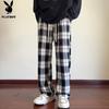 PLAYBOY Unisex Plaid Straight-Leg Casual Sweatpants