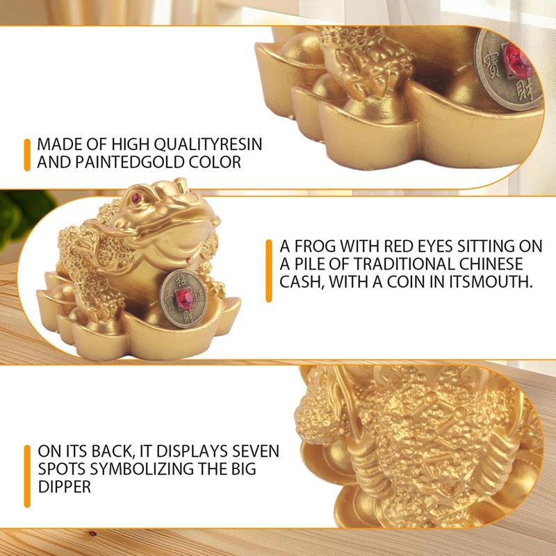 Gut-Chinesisches Feng Shui Geld Glück Vermögen Frosch Kröte Münze Heimdekoration Heim-Büro Dekoration Glücksgeschenke