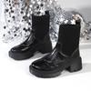 Splicing Wool Boots Short Mending Socks Boots Thick-soled Thick High-heeled Boots New Martin Boots 3-3 Boots