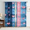 2PCS Blue Pink Grid Heart Star Curtains   Sweet Cool Style   Living Room and Bedroom   Drawbar Pocket Decoration