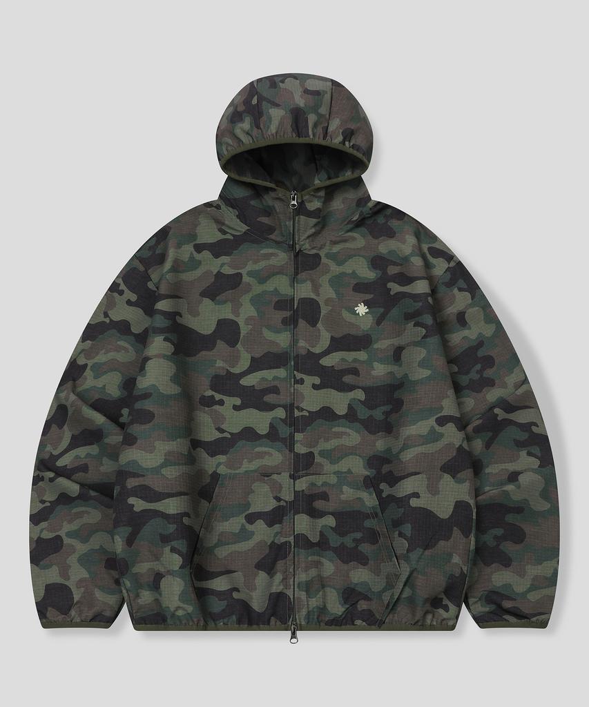 Slow Record House Ripstop Camo Windbreaker_Khaki