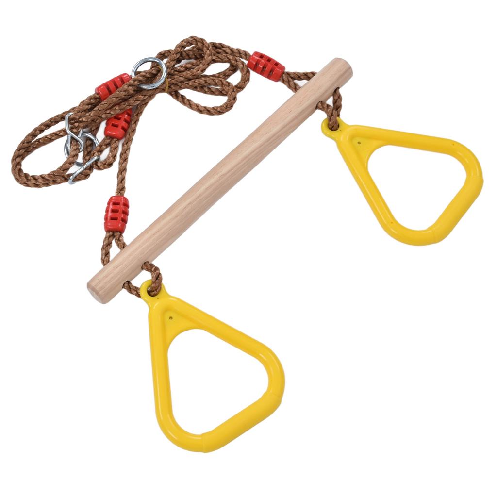Heavy Duty Trapeze Wooden Stick Children Swing Bar Ring High Strength Trapeze Bar for Garden Courtyard