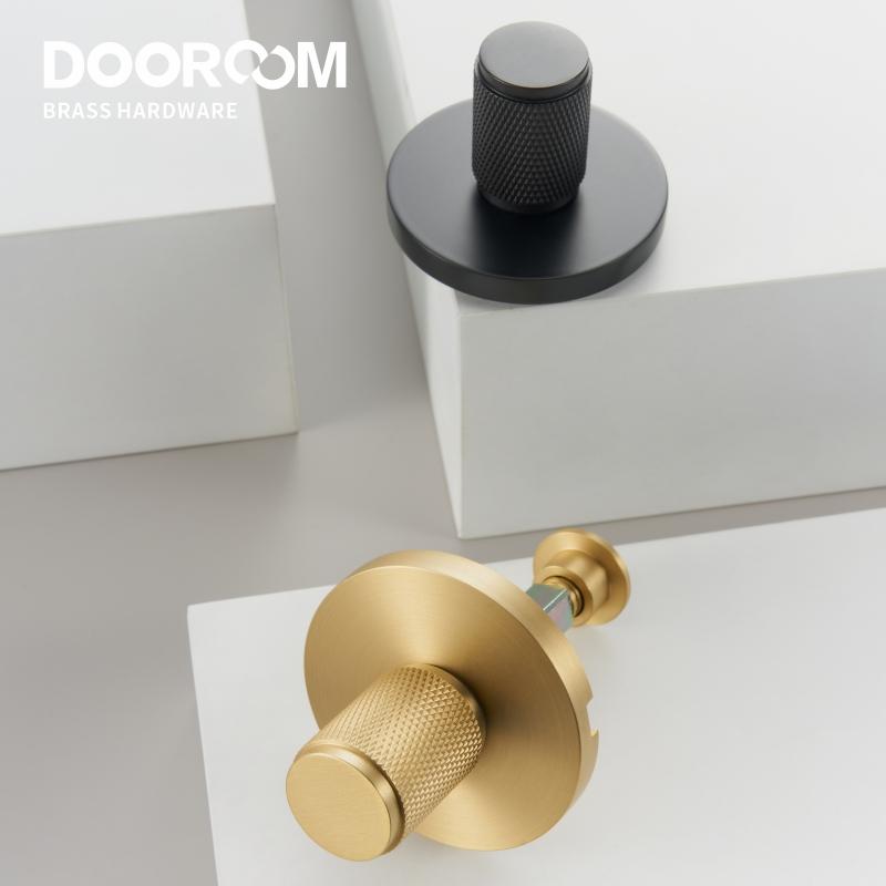 Dooroom Mässing Räfflad Dold Dörrlås Set Vardagsrum Badrum Osynlig Tumvridning Matt Svart Borstad Mässing Öppna Vid Nödfall