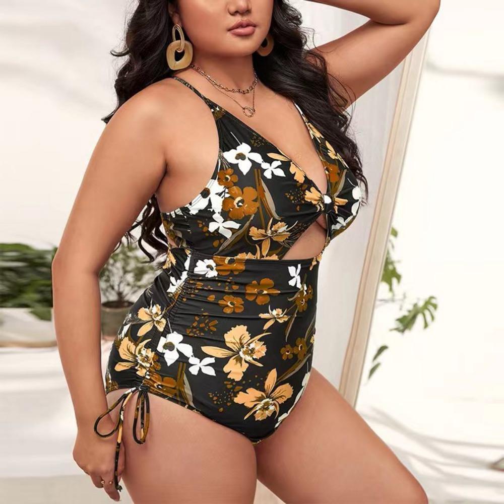 European and American Sexy Large-size Floral Tight-fitting One-piece Swimsuit Bikini Swimsuit