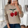 Hundred Percent Clothing - 2025 Sweet Style Loose Knit Sweater with Cherry Jacquard for Women