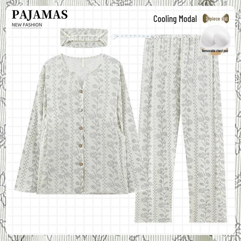 Xia Modal Maternity Pajamas: Adjustable Breastfeeding Sleepwear for Pregnancy and Postpartum