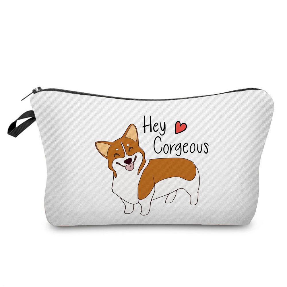 Women Dog Print Cosmetic Bag Toiletries Organize Travel Storage Case  6402