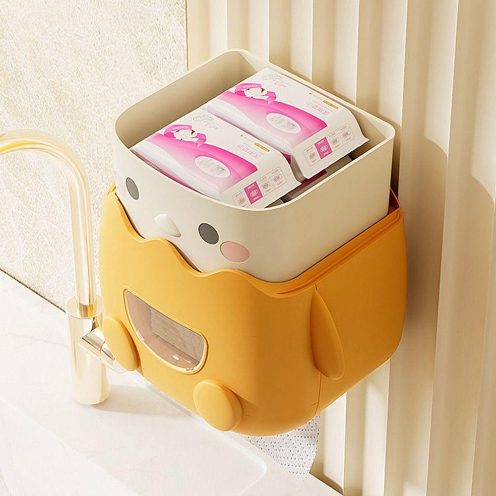 Cartoon Wall Mounted Tissue Holder Waterproof Toilet Paper Container  Entrance