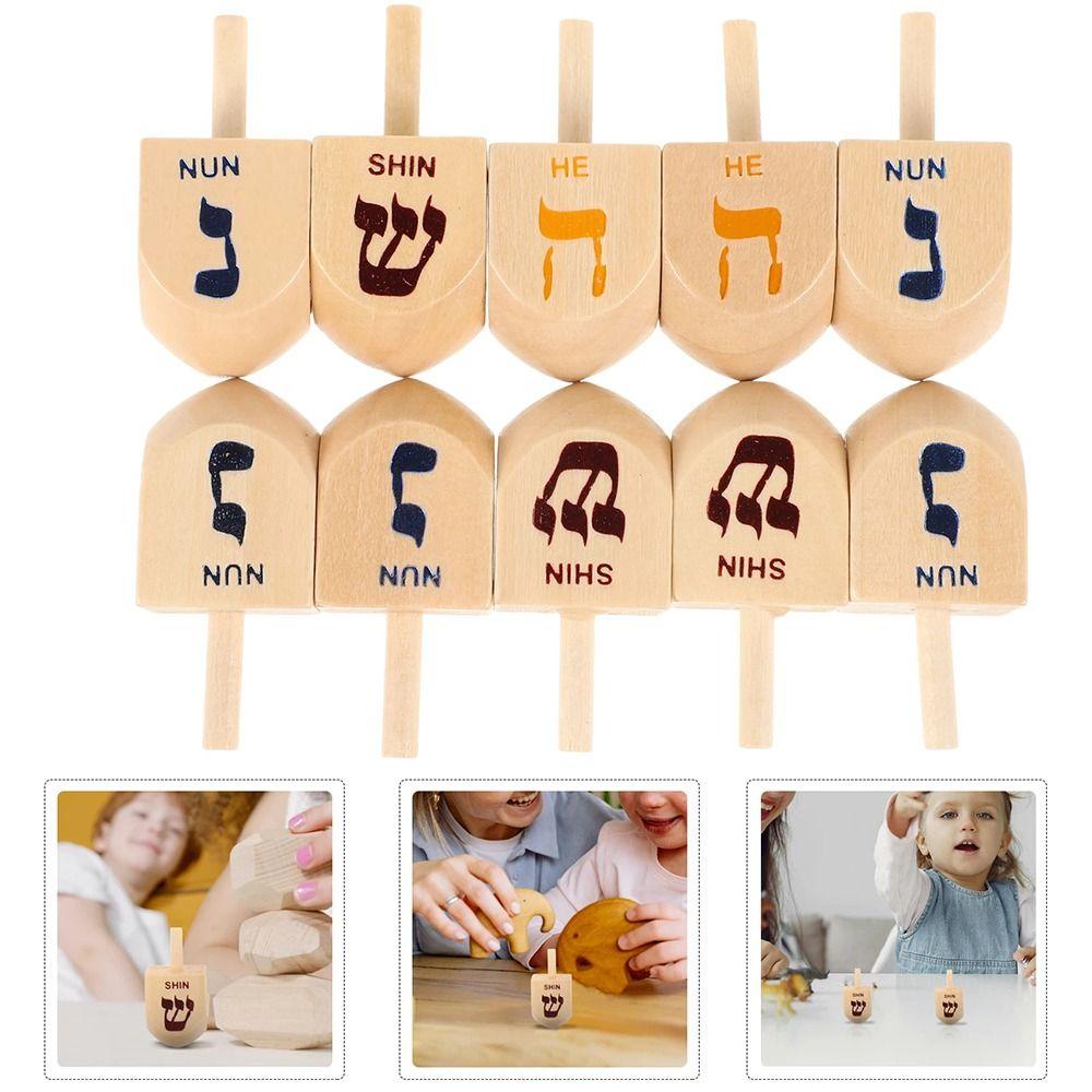 10Pcs Wooden Material Spinning Top Toy Children Gits Wooden Crafts Child Play