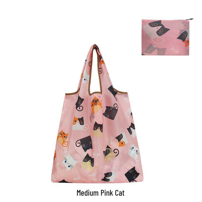 Women's Eco-Friendly Cute Cartoon Waterproof Shopping Bag - Lightweight and Foldable with Large Capacity