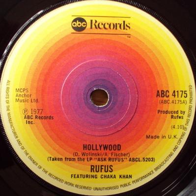 7inch Record RUFUS  CHAKA KHAN  Hollywood ABC4175 ABC Records 1977 UK SoulFunk Used