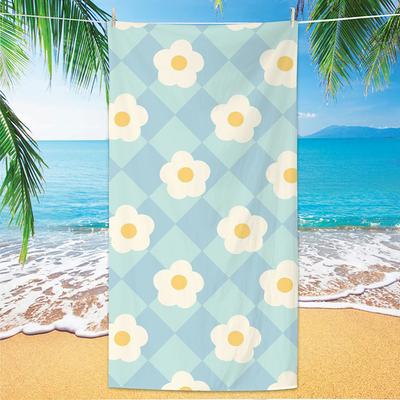 Ins-Style Flowers Beach Towel, Digital Printing Thin Quick-Dry Anti-Sand Microfiber Lightweight for Swim Yoga Travel Gym Gift