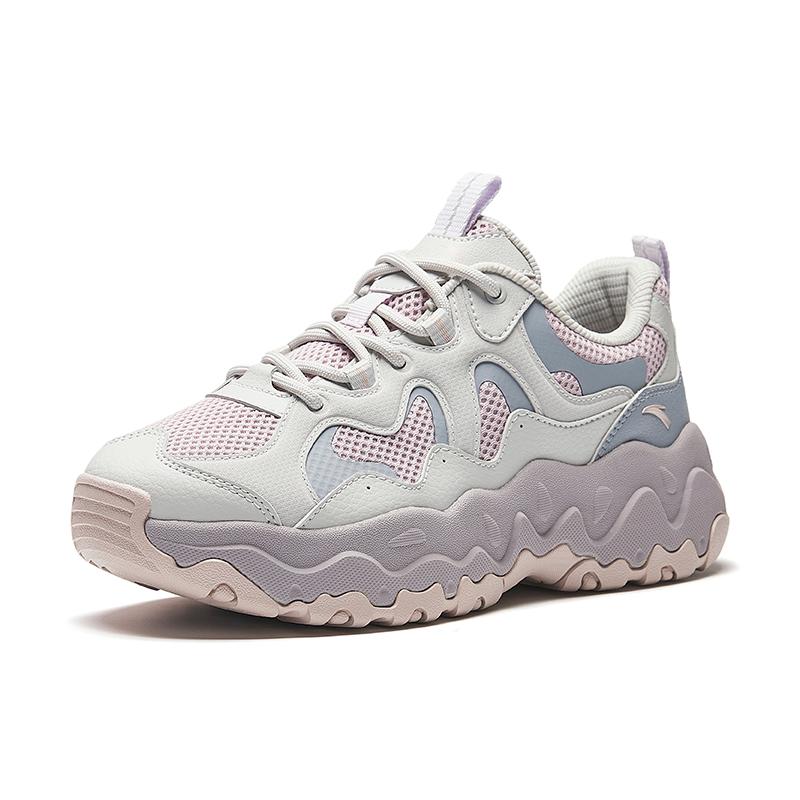 Anta Comfortable Trendy Slip-Resistant Breathable Low-Top Dad Shoes Women Sneaker Gray Pink Purple 922528822-3