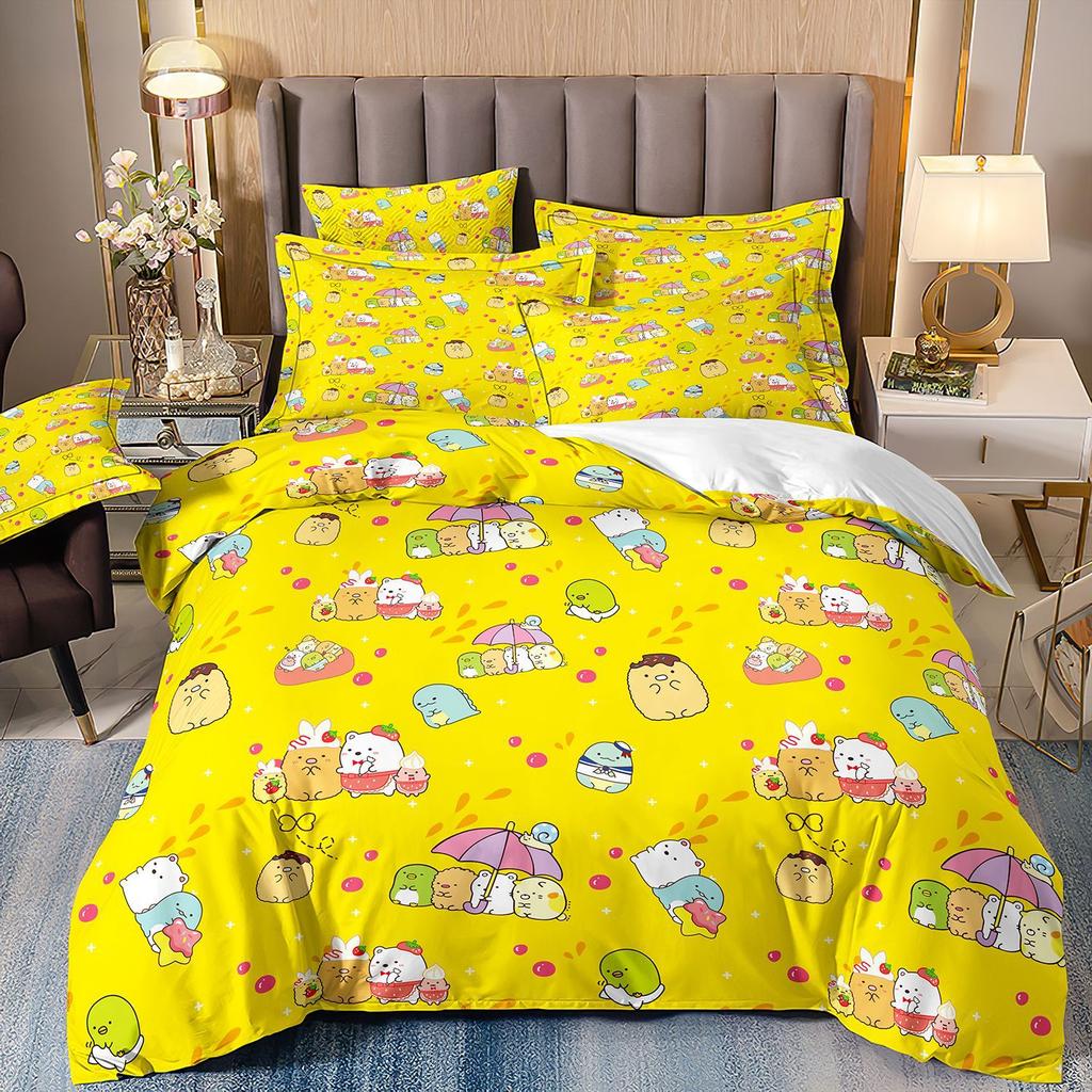 3D Digital Printing Corner Creature Bedding Cartoon Animation Children'S Three-Piece Set