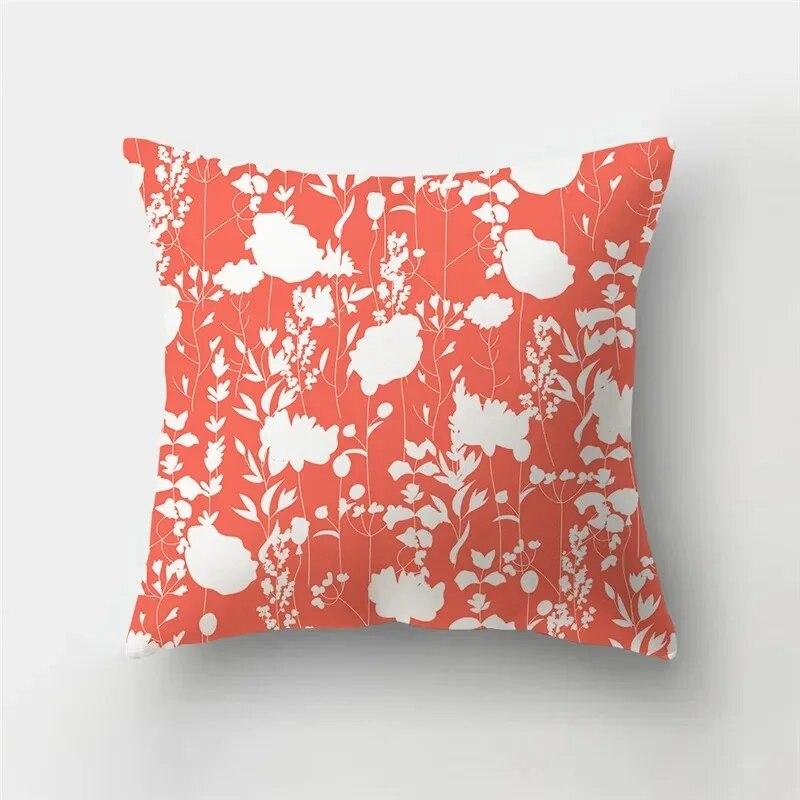 Nordic fashion geometric plant orange red pillowcase 45X45cm living room sofa cushion cover bedroom home decoration