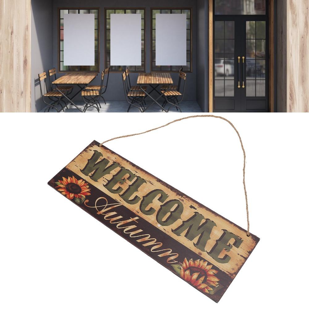 15.0x5.2in Wooden Hanging Sign Pumpkin Sunflower Pattern Hanging Welcome Board  Indoor Decoration