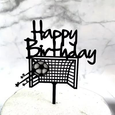 1PC Acrylic Boy Football Sports Theme Happy Birthday Cake Topper Cartoon Kids Soccer  Decoration Party Supplies