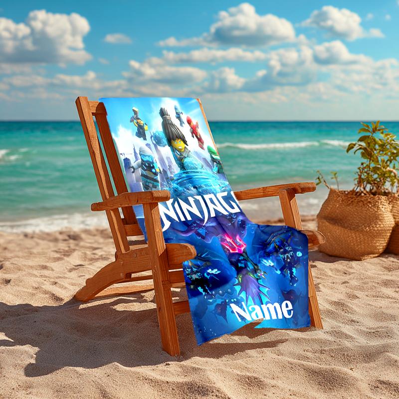 Personalized customized proof beach towel with Lego Ninjago pattern - soft, absorbent,quick-drying,perfect swimming,camping&bathing