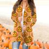 Women's Fashion Casual Halloween Printed Long Sleeve Mid-Length Cardigan Jacket